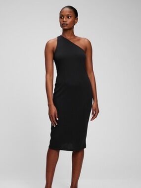 GAP One-Shoulder Black Midi Dress LARGE TALL